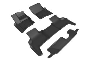 Land Rover Defender Floor Mats - Front + Rear - 3D MAXpider - KAGU Series Combo (1st, 2nd & 3rd Rows) - Black - `20-`24